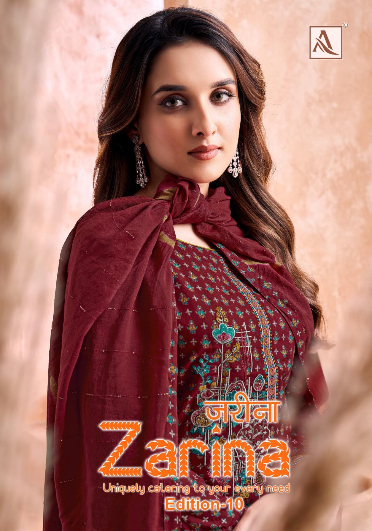 ZARINA VOL 10 BY ALOK VISCOSE RAYON AMAZING PAKISTANI DRESS MATERIALS  