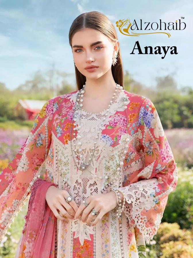 ALZOHAIB ANAYA COTTON PAKISTANI PRINT FANCY DRESS MATERIAL 