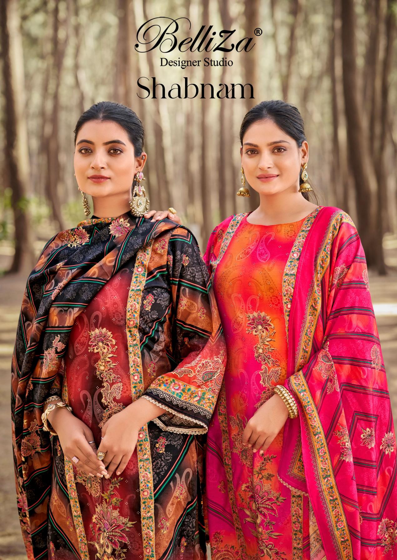 SHABNAM BY BELLIZA DESIGNER VISCOSE MUSLIN FULL STITCH PLUSH SIZE PAKISTANI SUITS 
