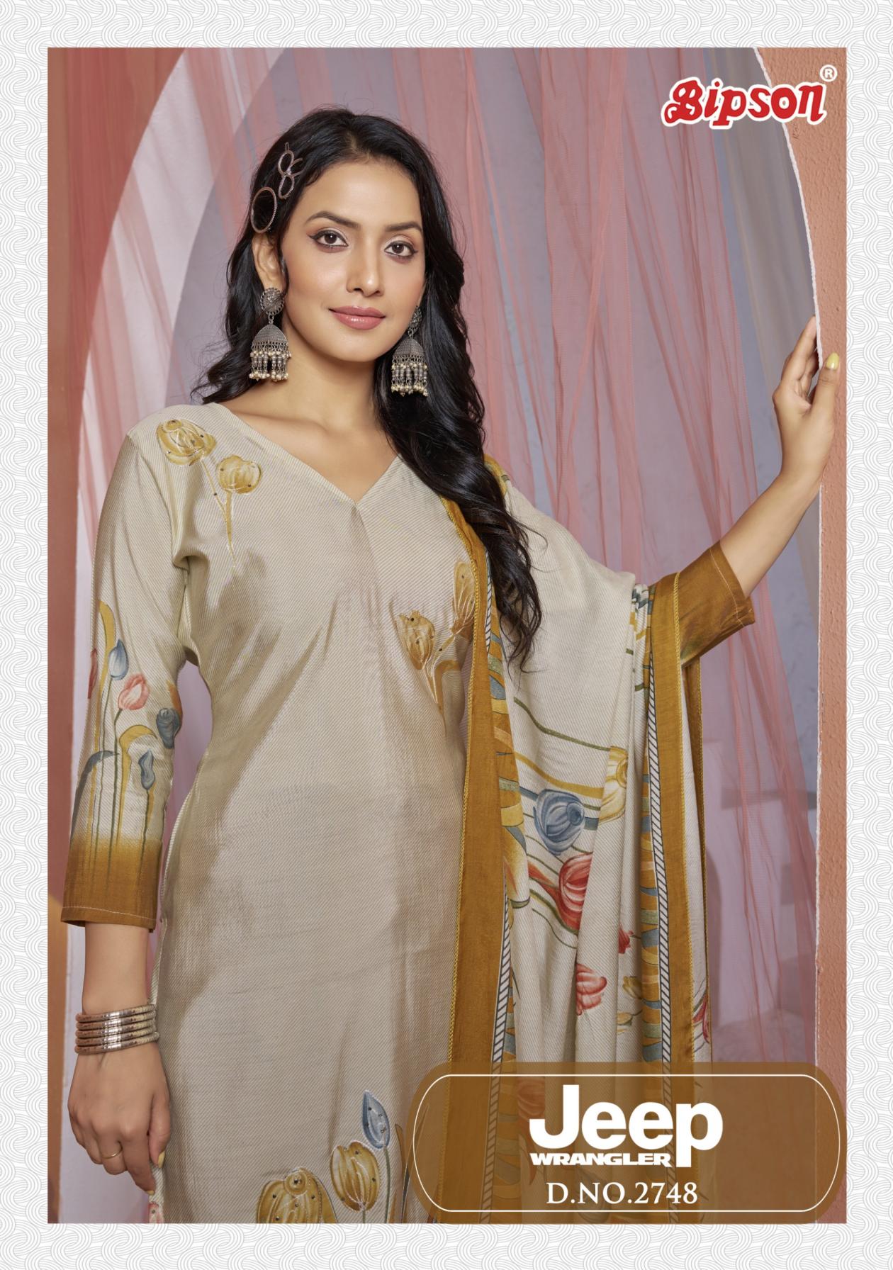 JEEP WRANGLAR 2748 BY BIPSON PRINTS ROMAN SILK UNSTITCH 3PCS DRESS