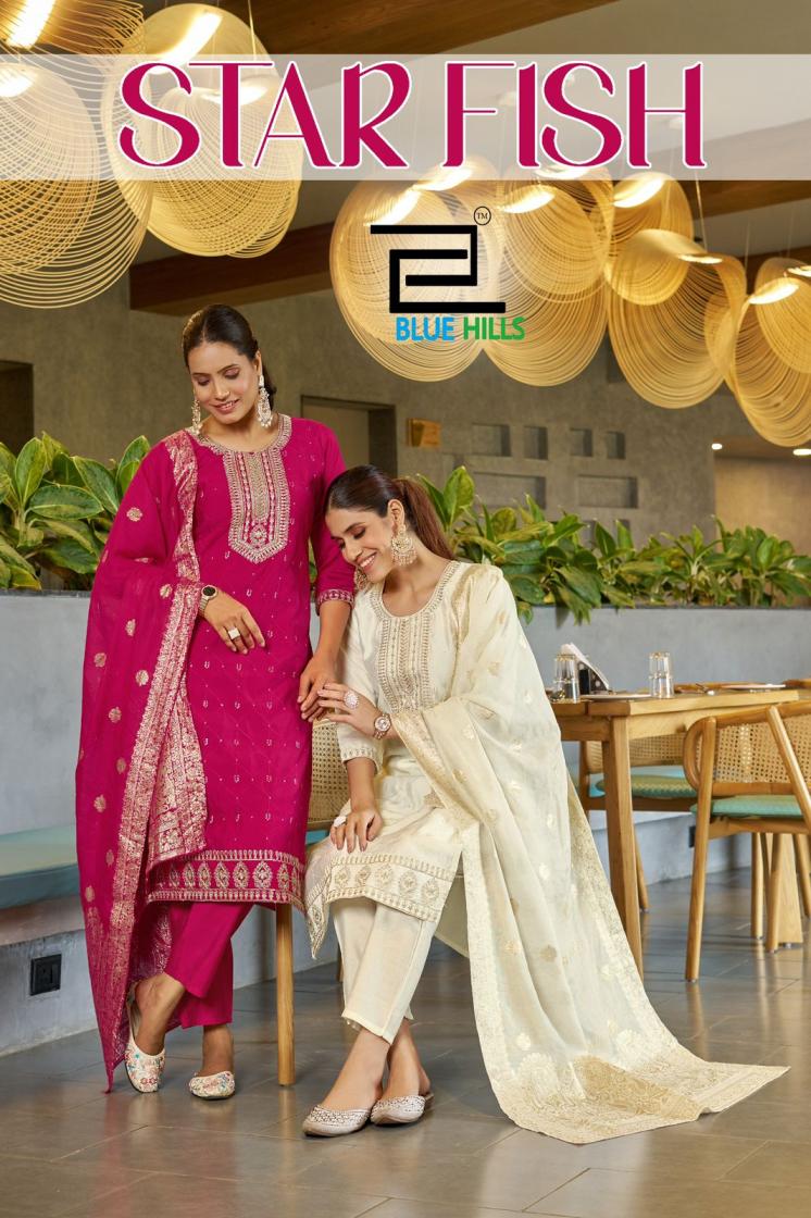 STAR FISH BY  BLUE HILLS ROMAN SILK READYMADE ELEGANT STYLE PLUS SIZE SUITS 