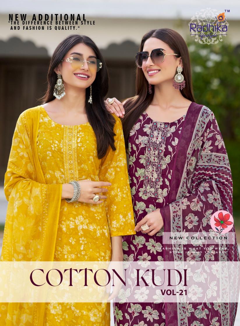 RADHIKA LIFESTYLE COTTON KUDI VOL 21 FULL STITCH BIG SIZE CASUAL SALWAR SUIT 