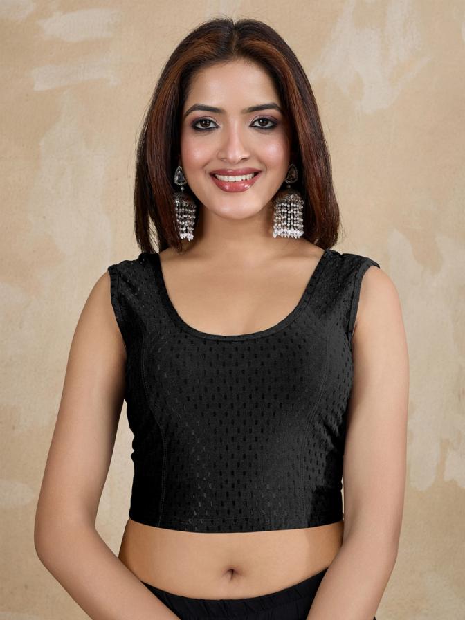 DOBBY COTTON UNIQUE COLOURS FULL STITCH SLEEVELESS BLOUSE 