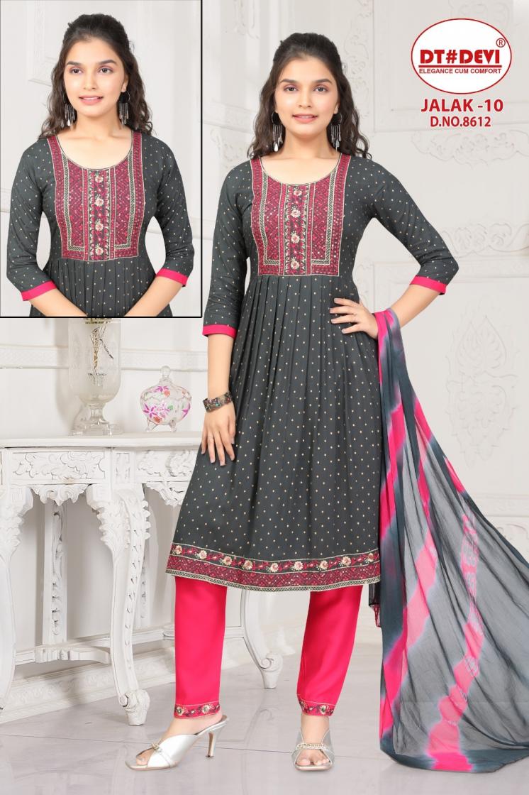 JALAK PANT SET VOL 10 BY DT DEVI 8612 RAYON READYMADE KIDS COMBO SETS SUITS 