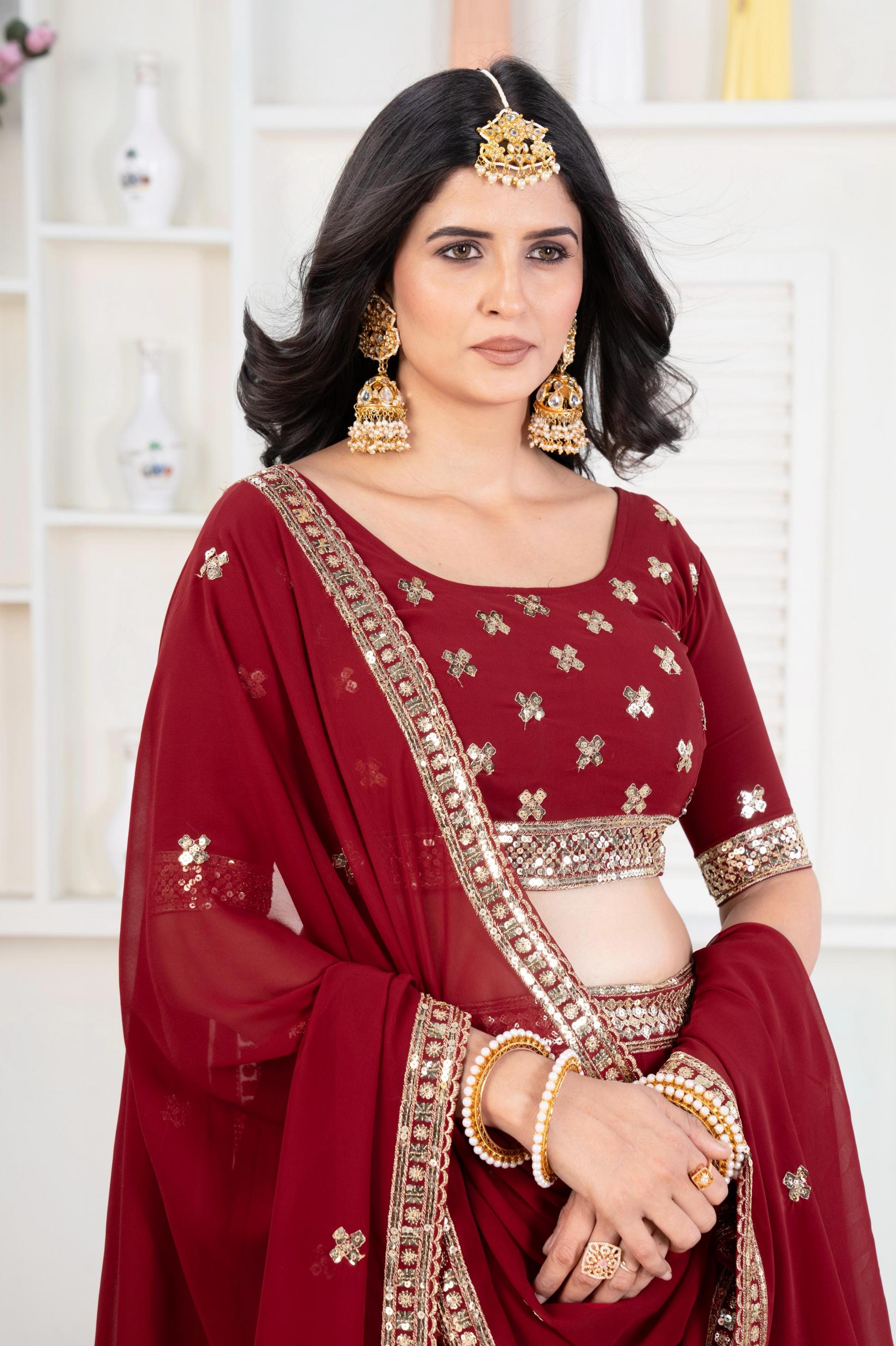 DVD 5074 FAUX GEORGETTE EXCLUSIVE BUY WEDDING LEHENGA ONLINE