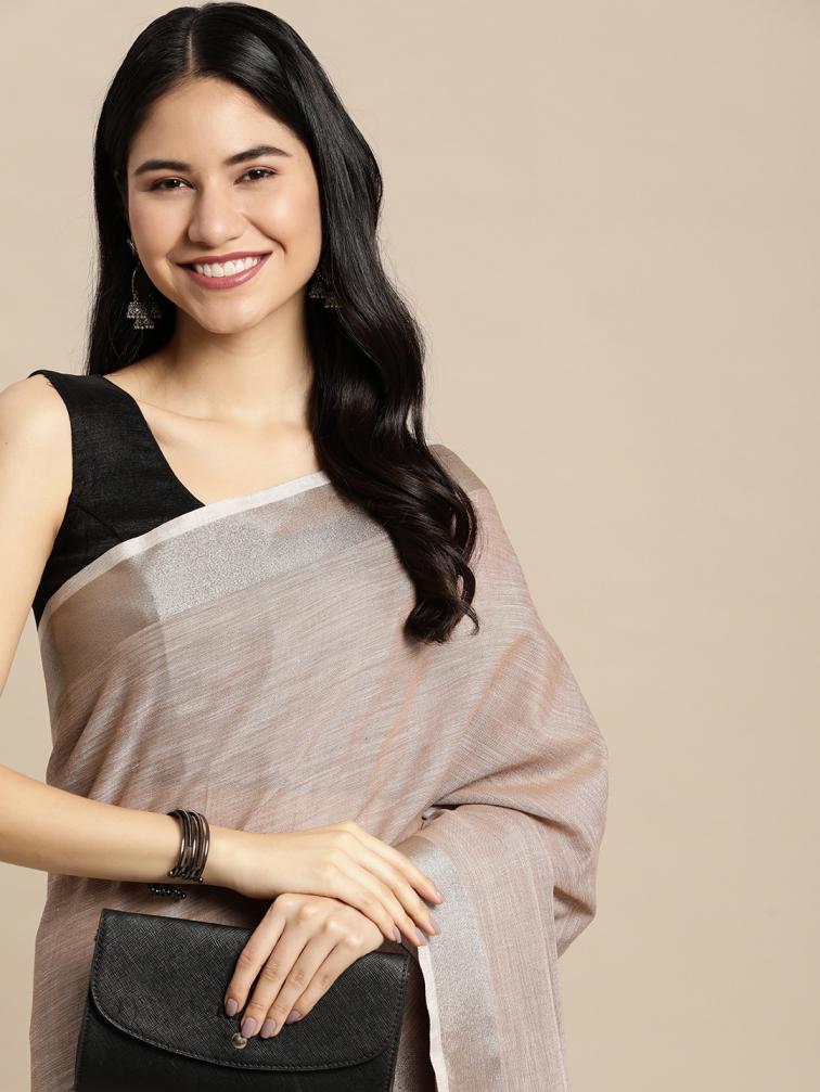 ASTITA FINLAND FANCY DESIGNER LINEN COTTON FABRIC SAREE WHOLSALE WITH LATKAN