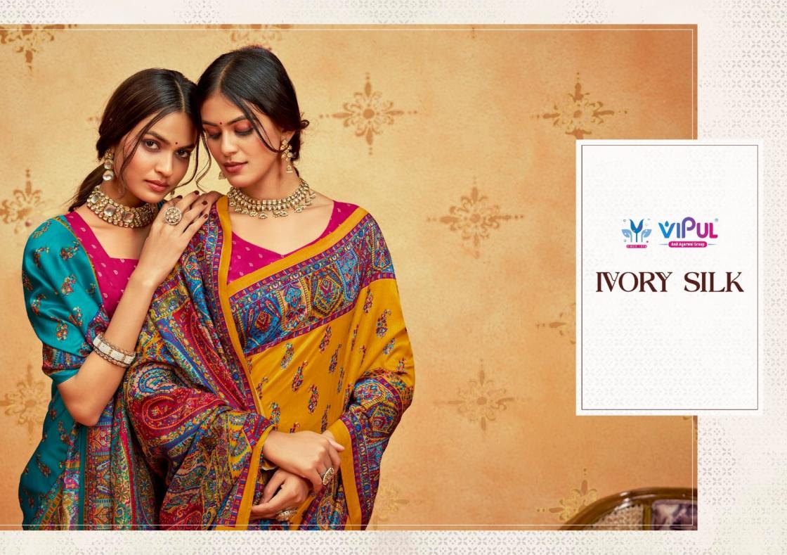 IVORY SILK BY VIPUL PRESENTS FESTIVAL WEAR ETHNIC SAREE 