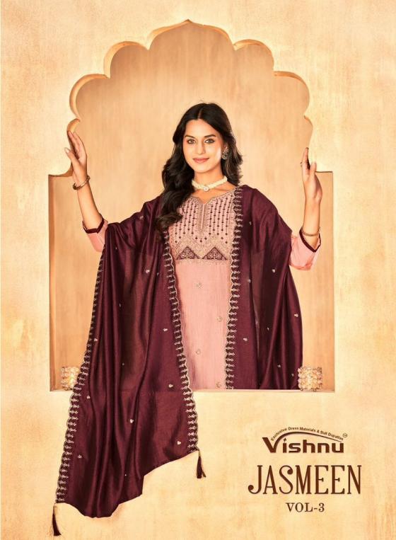 VISHNU JASMEEN VOL 3 VICHITRA SILK CASUAL UNSTITCH 3PCS DRESS