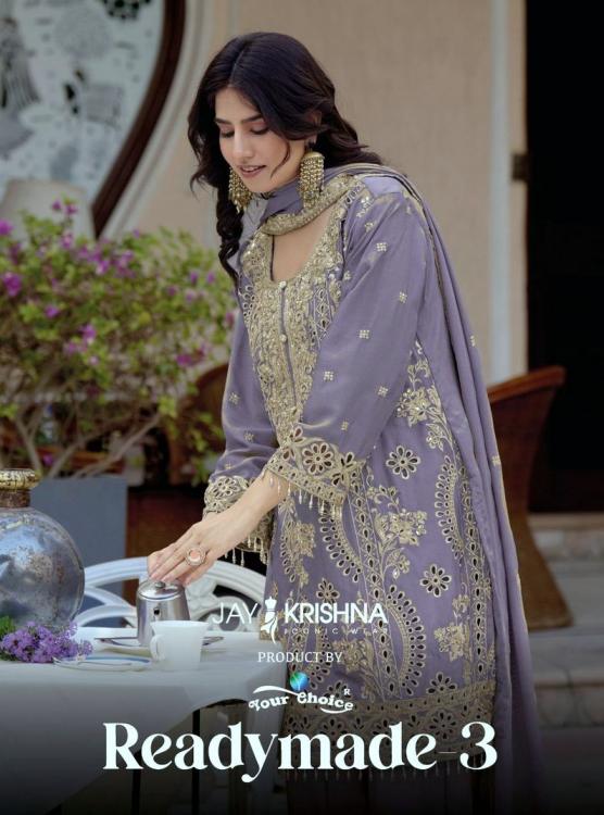 READYMAD VOL 3 BY JAY KRISHNA YOUR CHOICE CHINON FULL STITCH PLAZZO PAKISTANI COMBO DRESS
