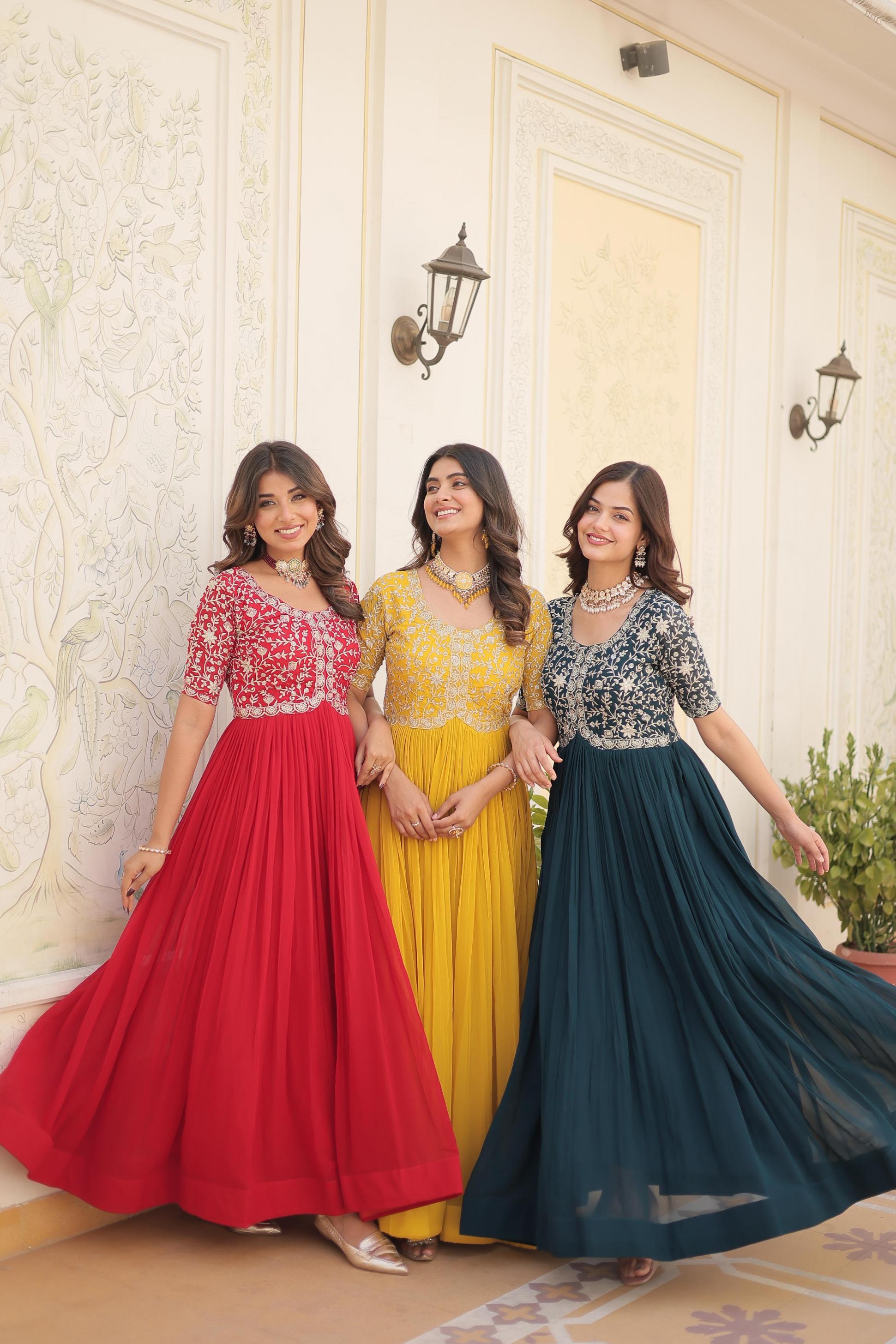 KA 1100 FAUX BLOOMING FULLY STITCH SHOP TRENDY ANARKALI GOWNS 