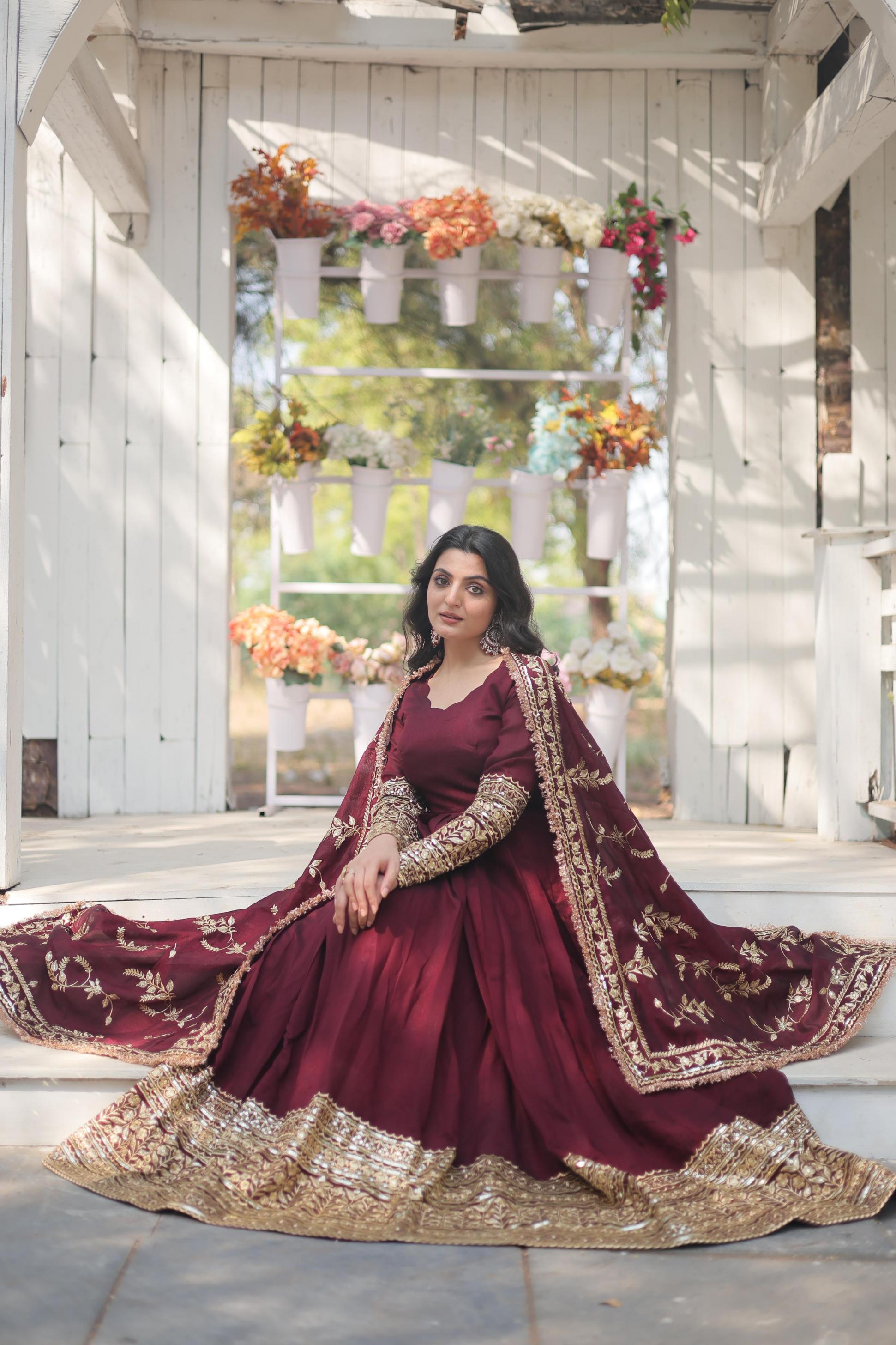 KA 1113 VICHITRA SHIMMER READYMADE ANARKALI GOWN 