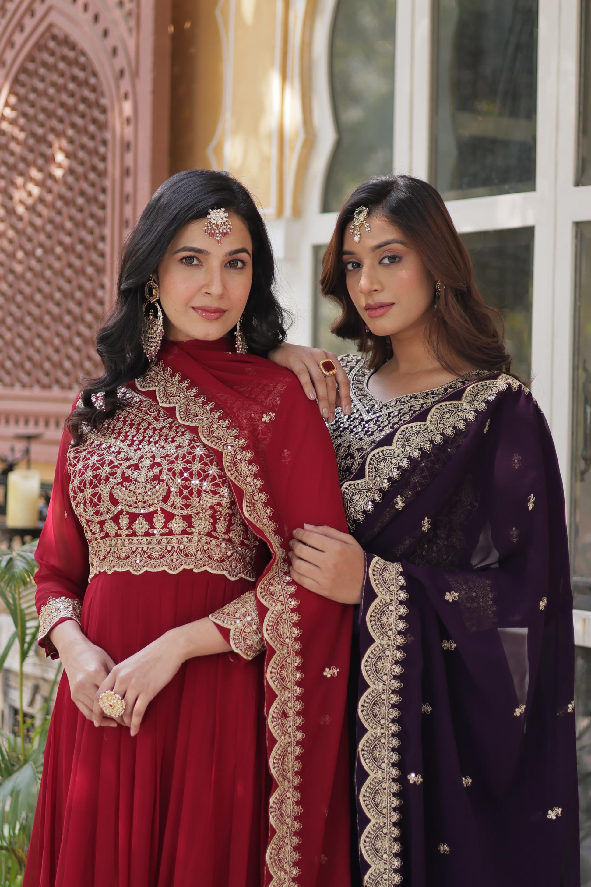 KA 1137 CLASSIC FAUX BLOOMING FULL STITCH GOWN WITH DUPATTA 