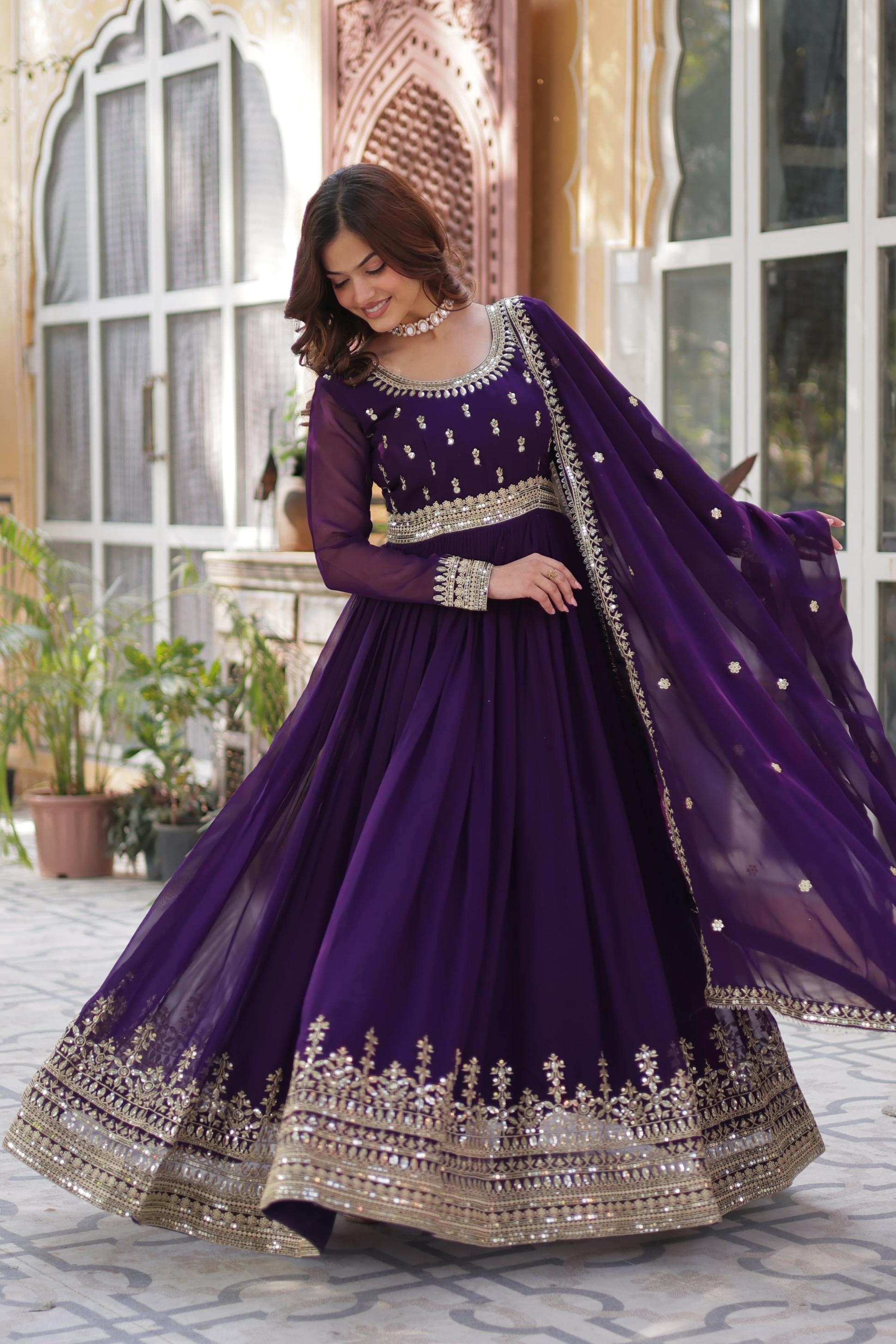 KA 1144 FAUX BLOOMING FULLY STITCH OCCASION WEAR GOWN WITH DUPATTA 