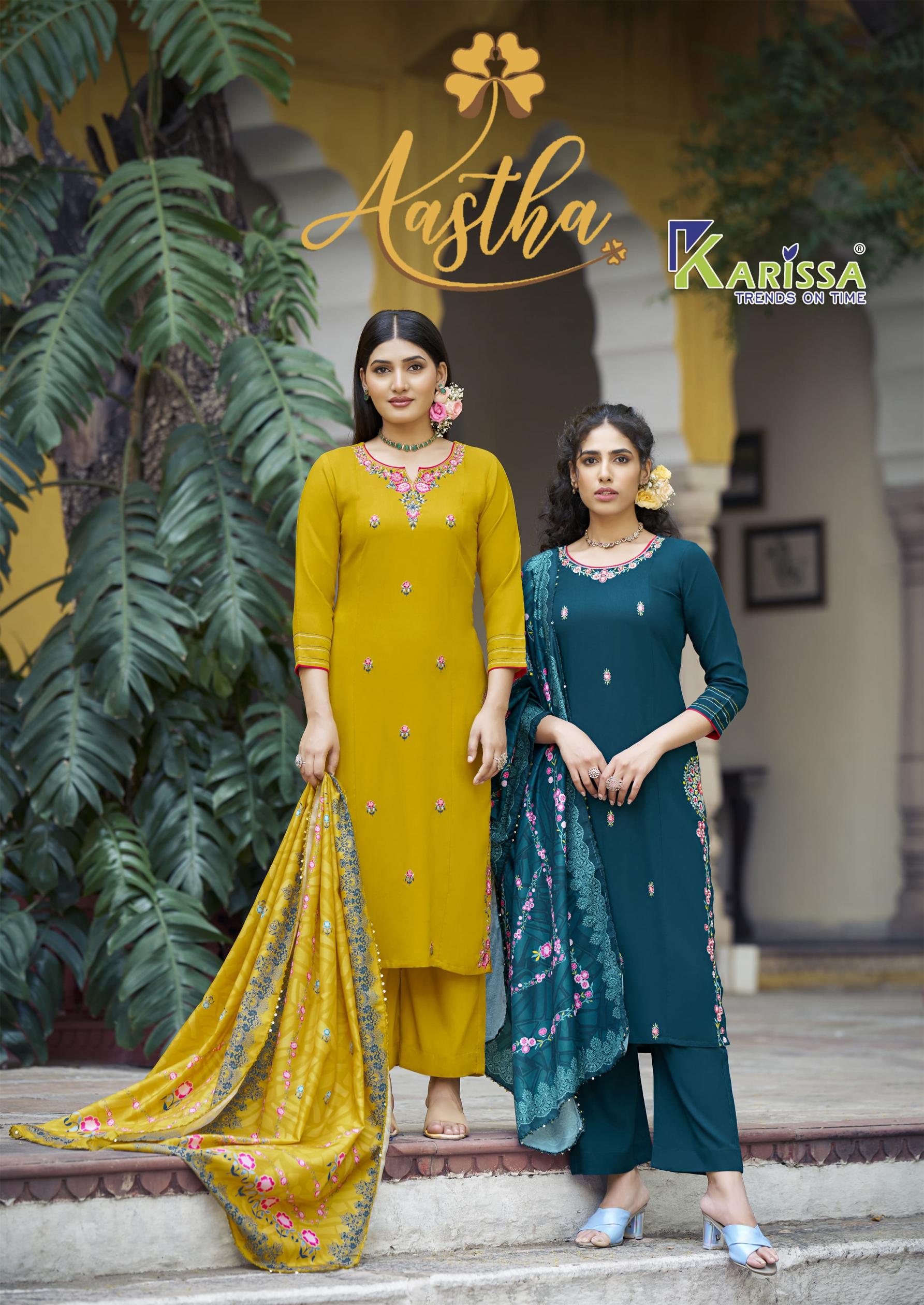 AASTHA BY KARISSA FULLY STITCH RAYON ELEGANCE SUITS FOR WOMENS 