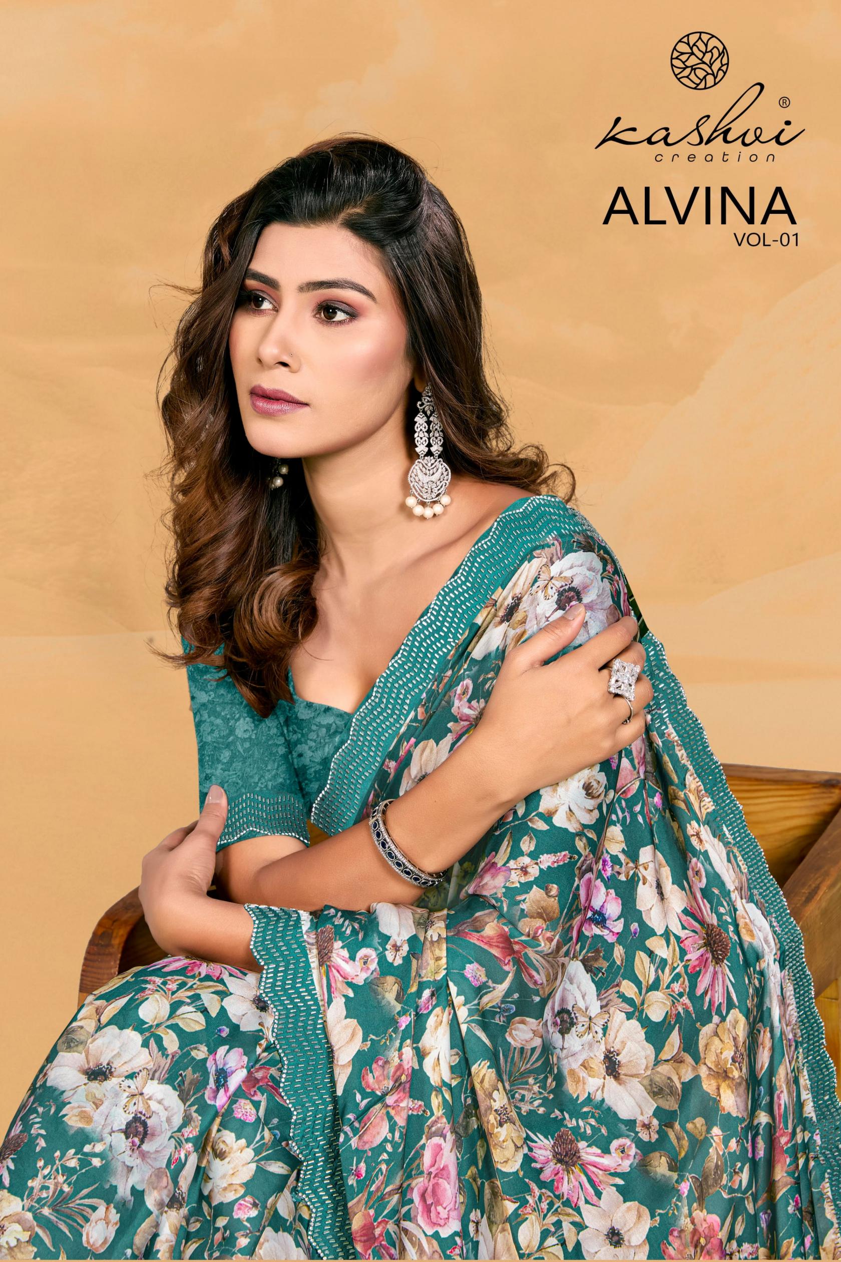 ALVINA VOL 1 BY KASHVI CREATION UNIQUE SATIN GEORGETTE SAREES 