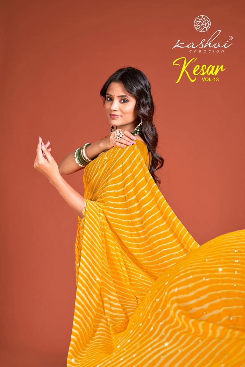 KESAR VOL 13 BY KASHVI CREATION ELEGANCE GEORGETTE SAREES 