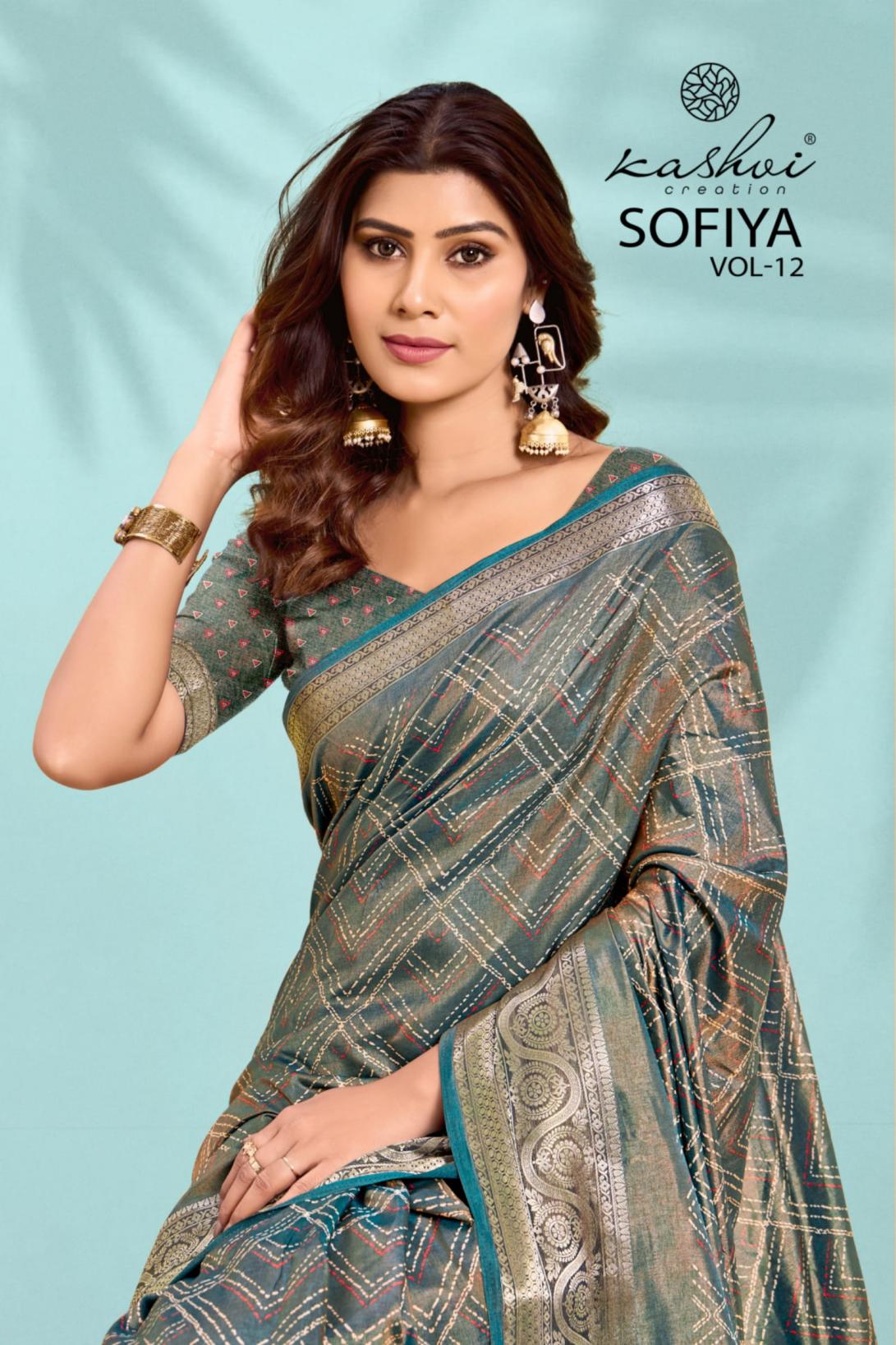 SOFIYA VOL 12 BY KASHVI CREATION HIT DESIGN DULL MOSS SAREES 