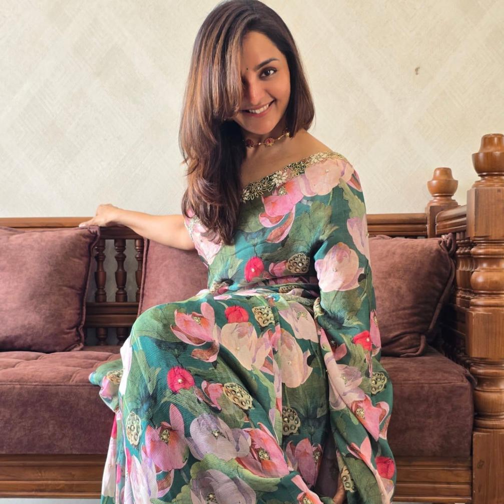 KC 2048 TEBBY SILK BEAUTIFUL FLORAL PRINT STYLISH SAREE FOR WOMENS 