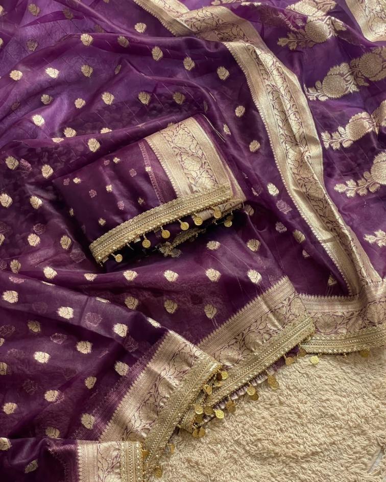 KC 329 ORGANZA SILK AMAZING WORK WEAVING SAREES ONLINE 