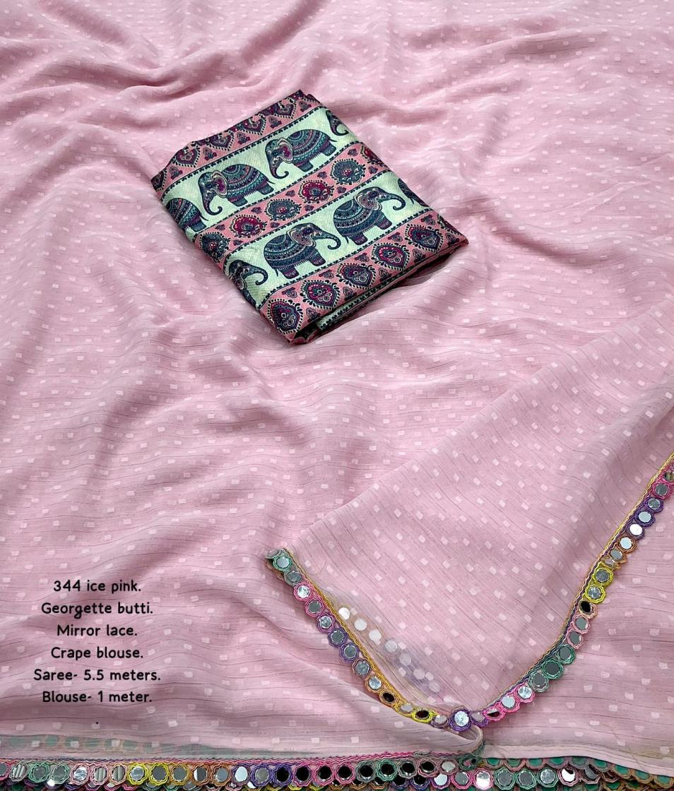 KC 344 ATTRACTIVE GORGETTE SAREES WITH BLOUSE 