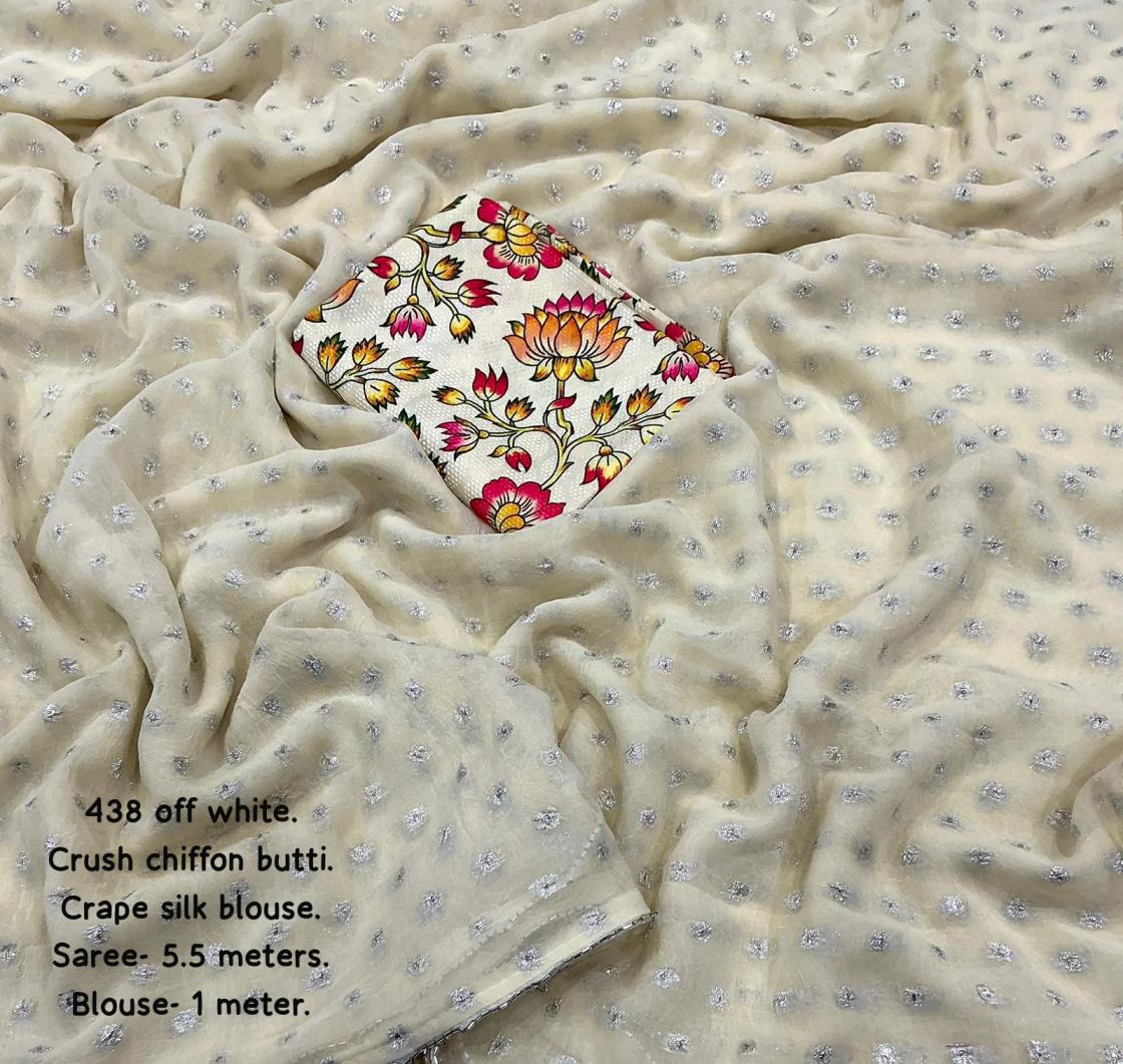 KC 438 CRUSH BUTTI CHIFFON ELEGANT STYLE SAREES