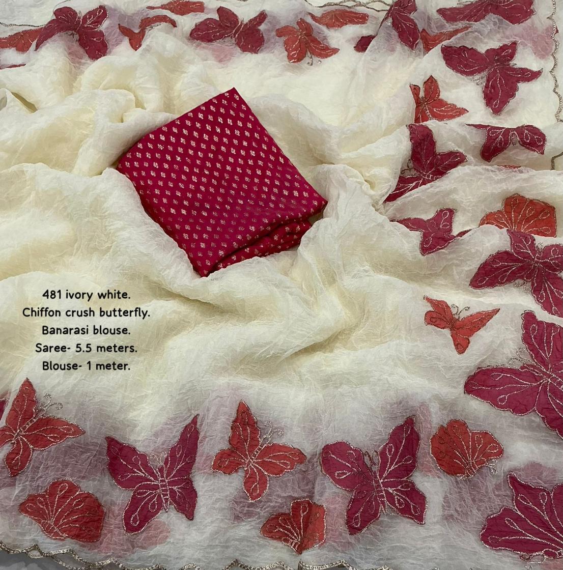 KC 481 BUTTERFLY CRUSH ATTRACTIVE LOOK CHIFFON SAREES 