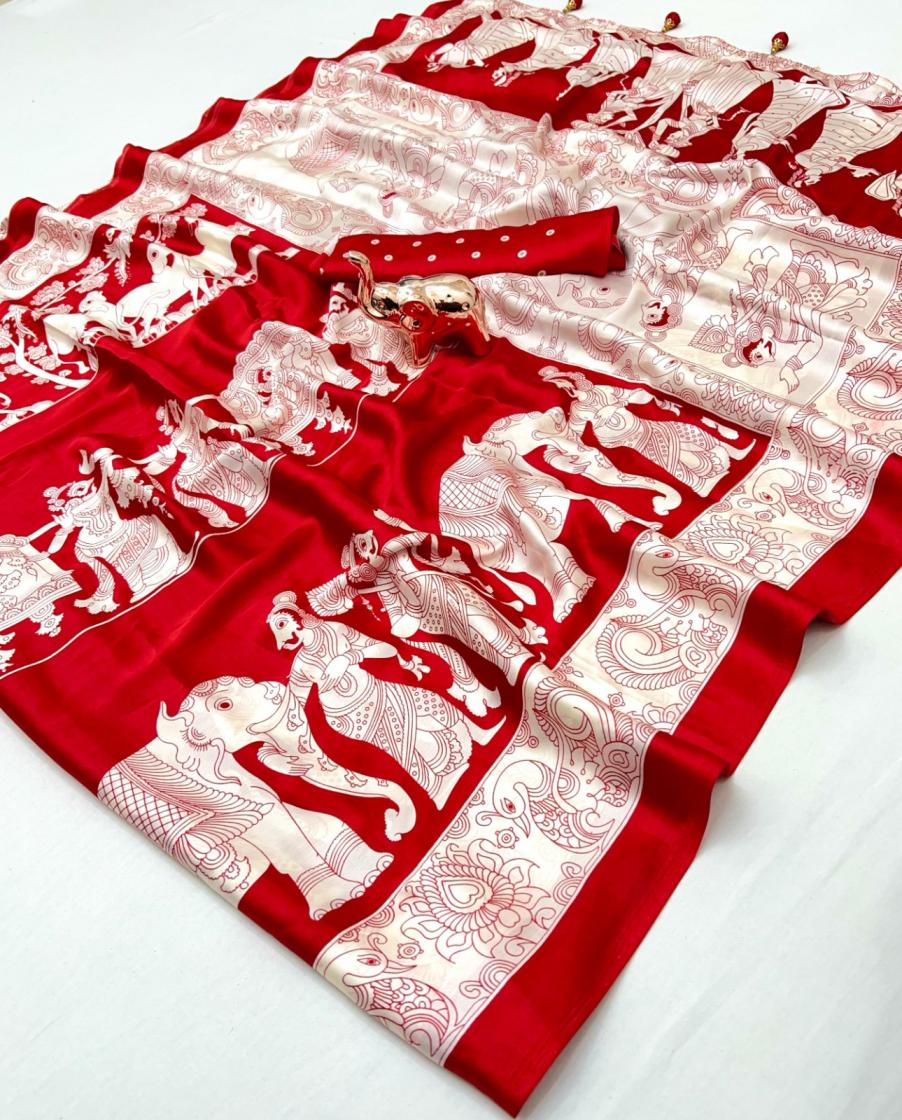 KC 8003 BEAUTIFUL KUTCHI AJARKH PRINT SAREE FOR WOMENS 