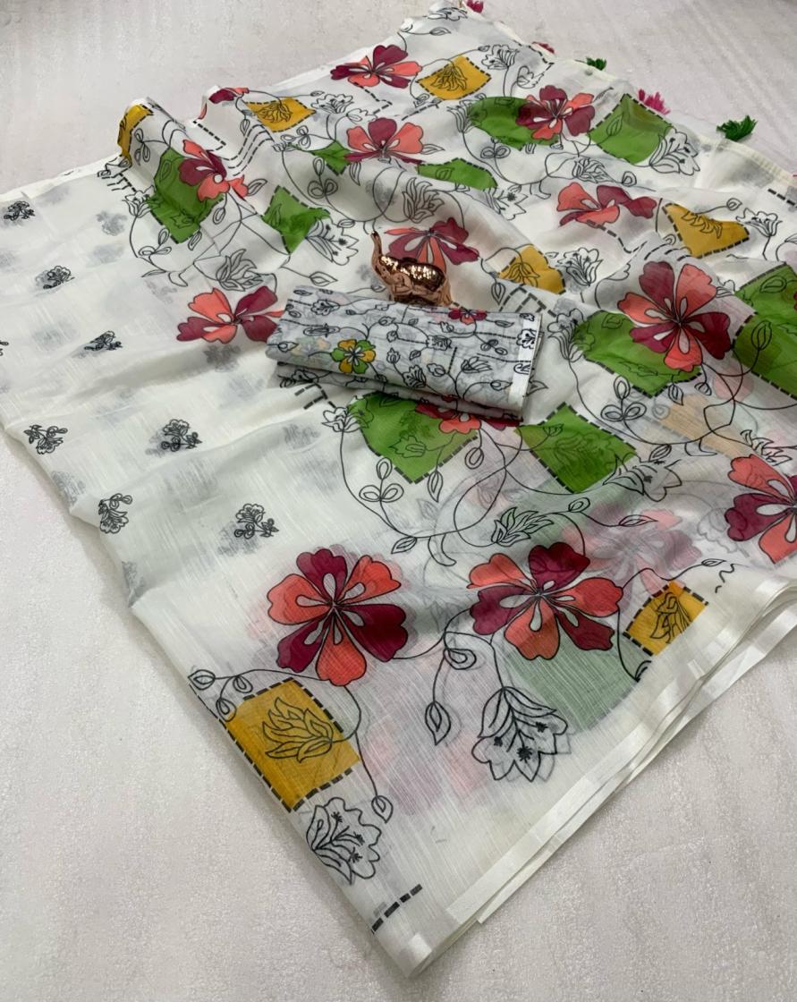 KC 8007 LINEN HIT DESIGN KALAMKARI PICHWAI SAREES ONLINE 