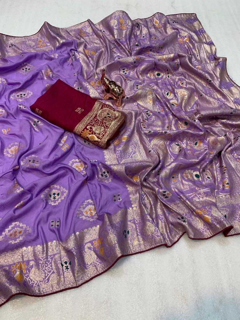 KC 8009 TRADITIONAL DOLA SILK LAKHNAVI SAREES ONLINE 