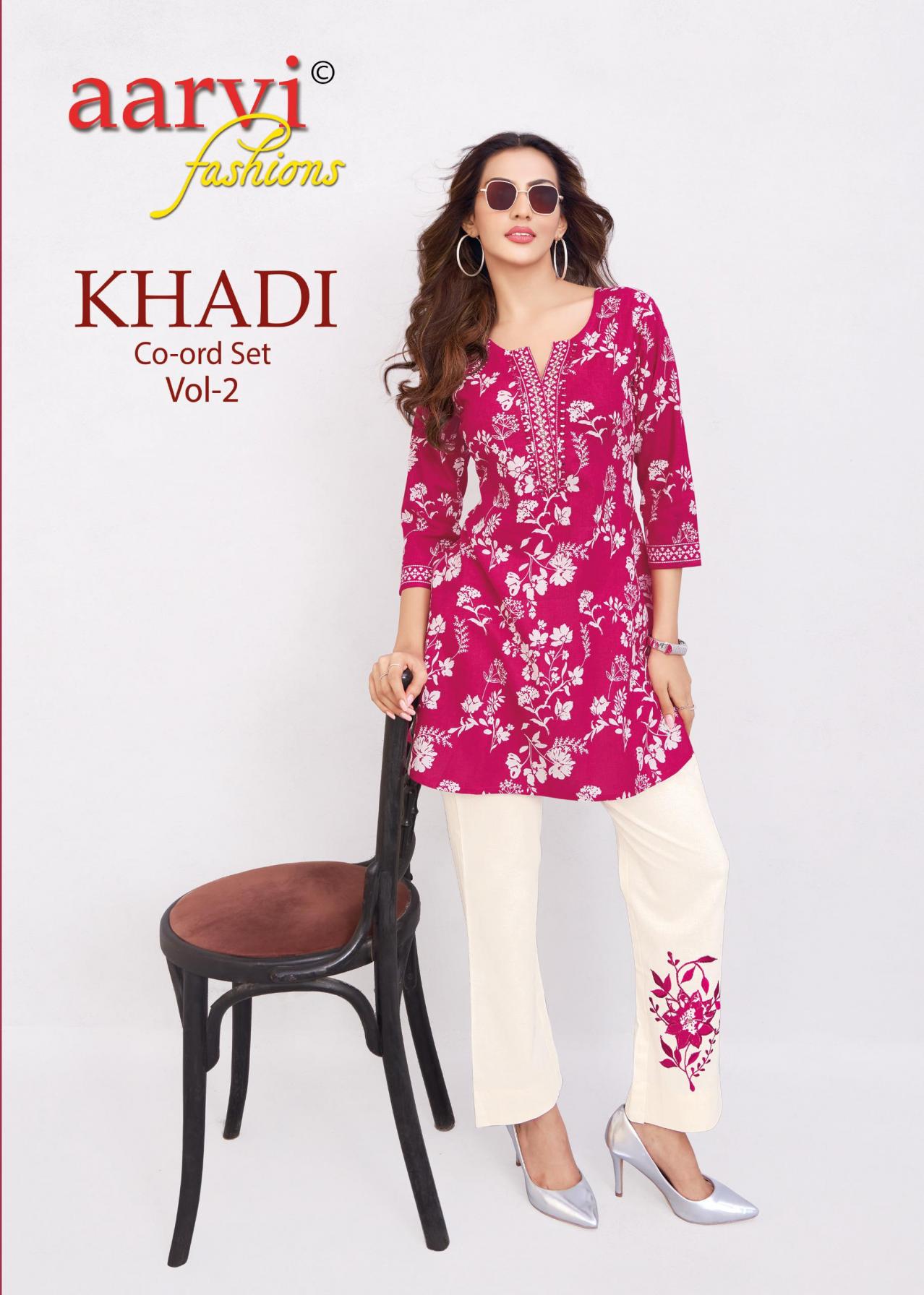 AARVI FASHION KHADI CO-ORD SET VOL 2 FLEX COTTON READYMADE STYLISH CO-ORD SETS 
