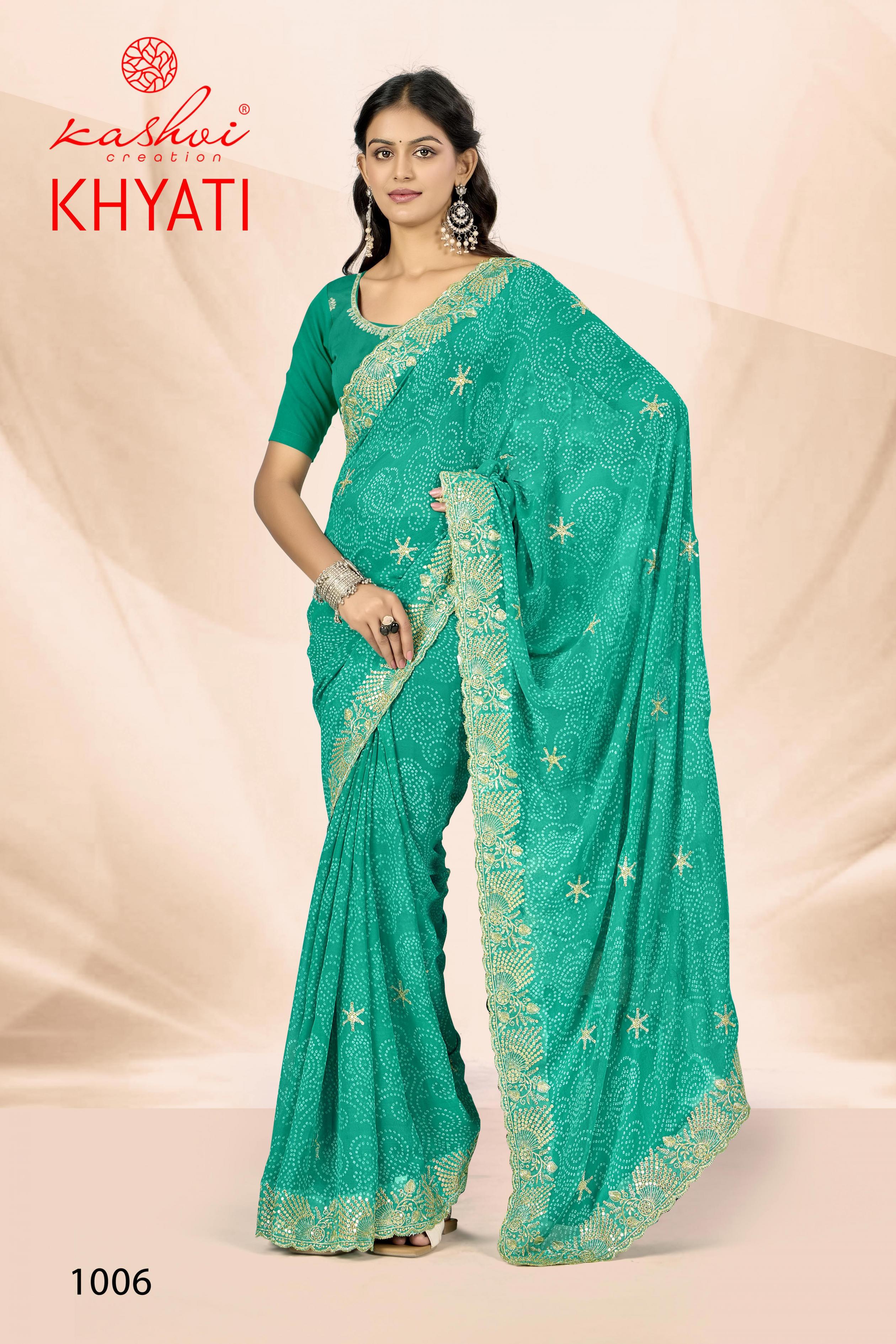 KHYATI BY KASHVI CREATION GORGETTE CASUAL WEAR SAREE 