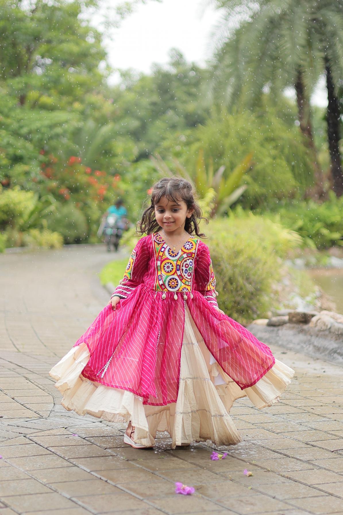 KIDS KORA COTTON NAVRATRI SPECIAL FULL STITCH KURTIS 