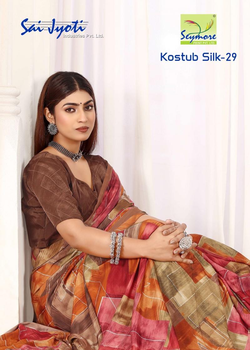 SEYMORE PRINT KOSTUBE SILK VOL 29 ITALIAN CRAPE SAREE WHOLESALER 