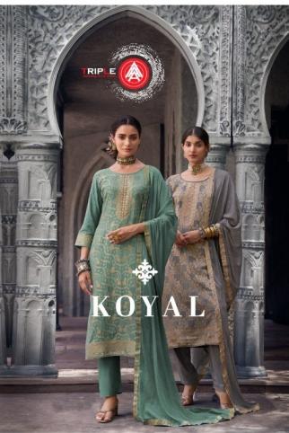 TRIPLE A KOYAL FULLY STITCH STYLISH MUSLIN JACQUARD PLUS SIZE SUITS   