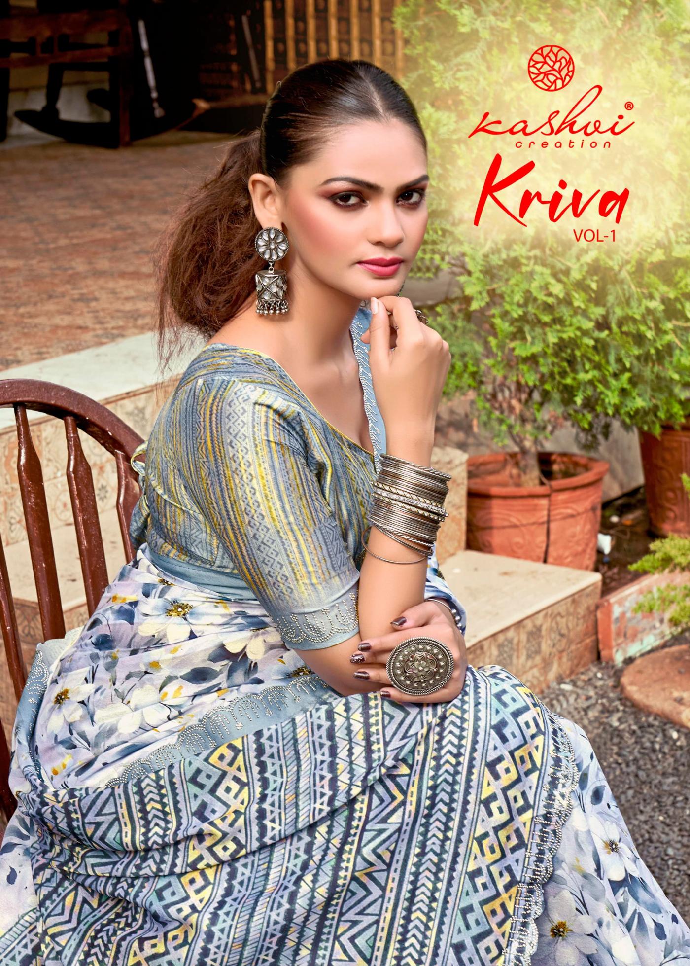KASHVI CREATION KRIVA HIT DESIGN BRASSO SAREE WHOLESALER 