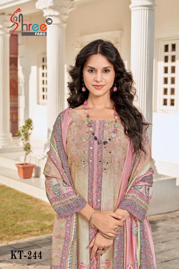 SHREE FAB KT 244 VISCOSE MUSLIN PRETTY PAKISTANI DRESS MATERIALS 