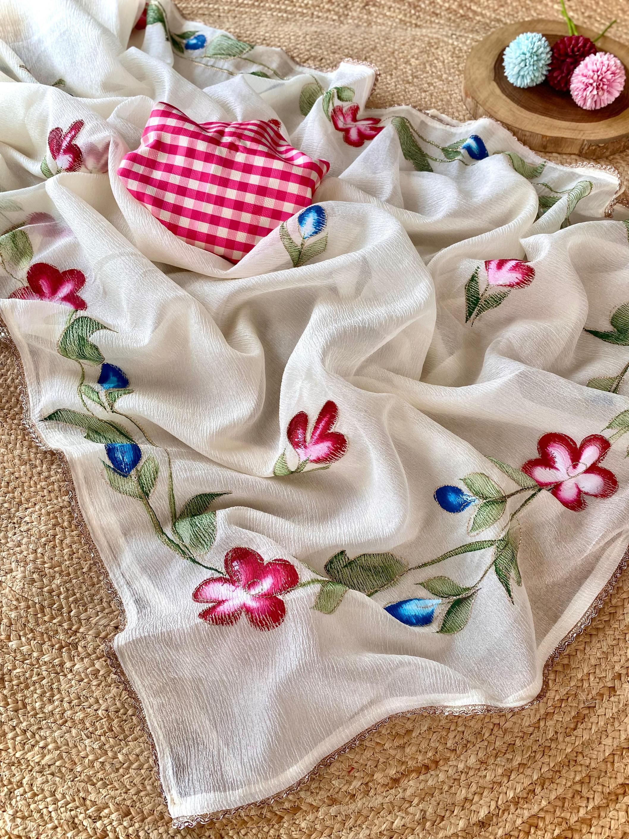 LAL PARI UNIQUE DESIGN CRUSH CHIFFON SAREES 