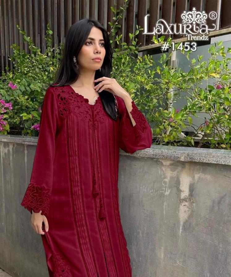1453 BY LAXURIA TRENDZ VELOUR SLUB FULL STITCH DESIGNER PAKISTANI SUITS 