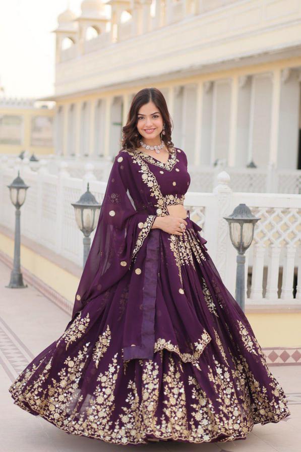 LW 7102 FAUX BLOOMING GEORGETTE  STITCH LEHENGA UNSTITCH BLOUSE DUPATTA FOR EVERY OCCASION 