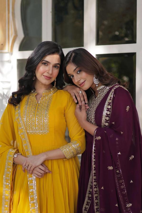 LW 9210 UNIQUE COLOURS FAUX BLOOMING GEORGETTE READYMADE GOWN WITH DUPATTA 