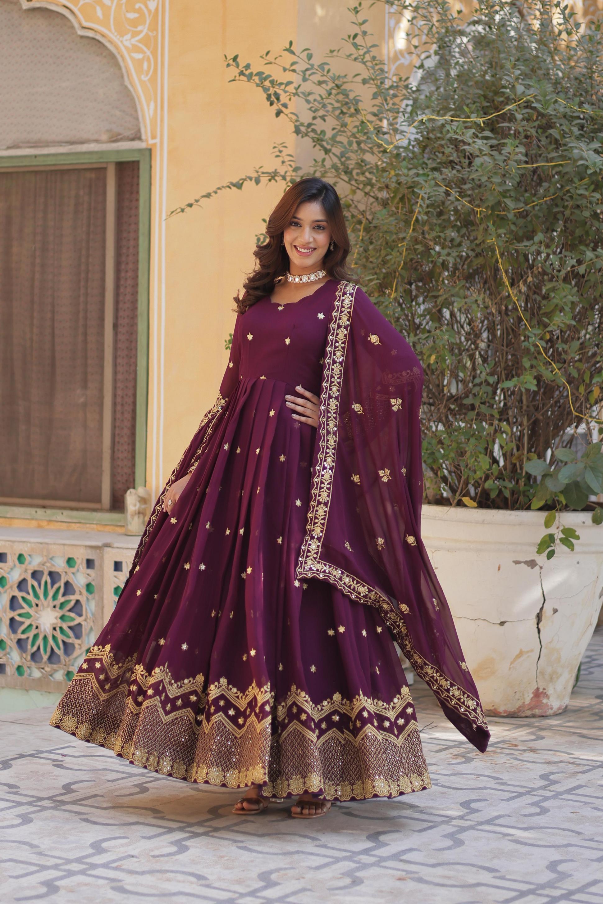 LW 9211 HIT DESIGN FAUX BLOOMING GEORGETTE GOWN WITH DUPATTA SUPPLIER 