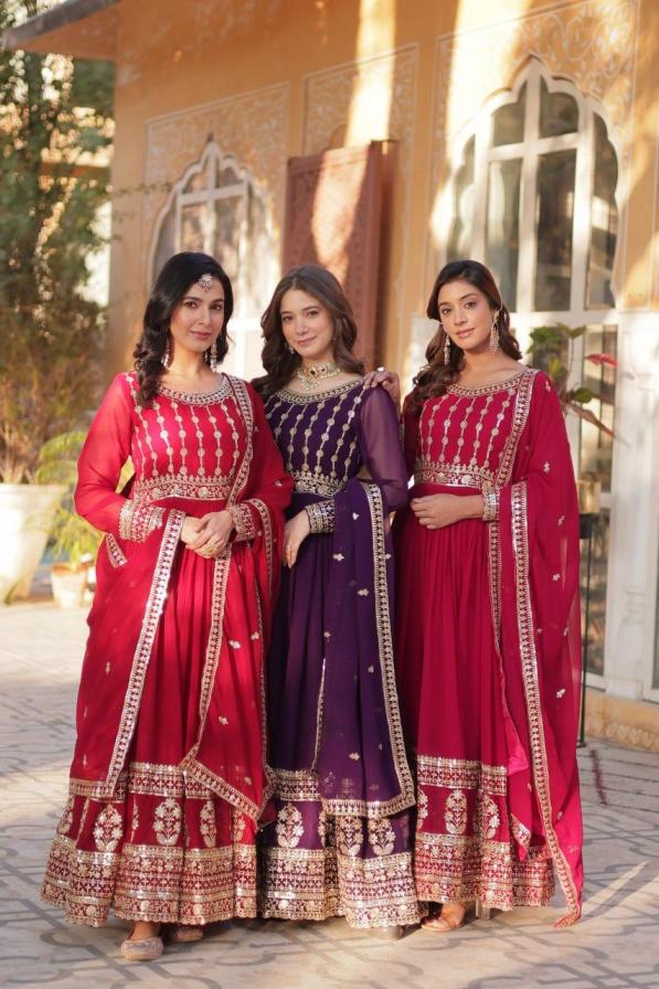 LW 9219 FAUX BLOOMING DESIGNER FULLY STITCH STYLISH GOWN WITH DUPATTA 