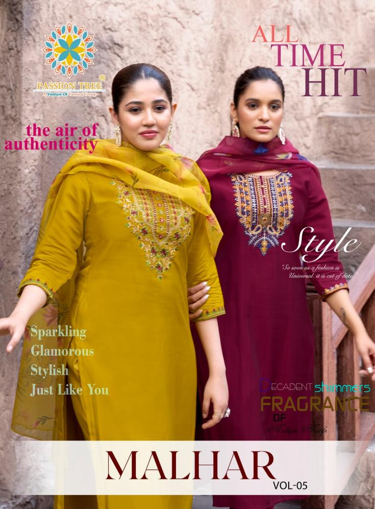 PASSION TREE MALHAR VOL 5 FULL STITCH ROMAN SILK BIG SIZE 3PCS DRESS 