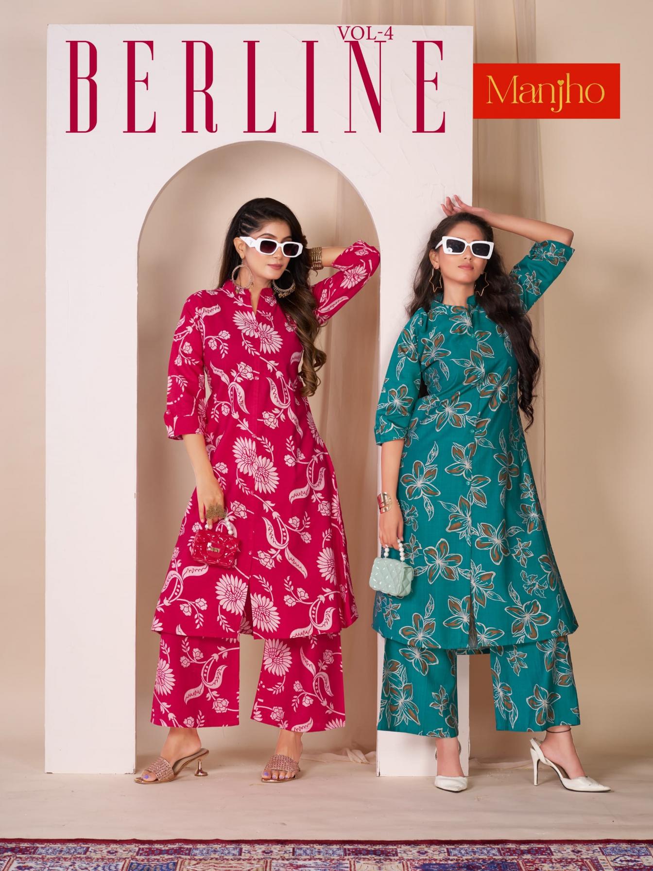 BERLIN VOL 4 BY MANJHO ELEGANCE FULL STITCH VETICAN PRINT KURTI WITH PAIR