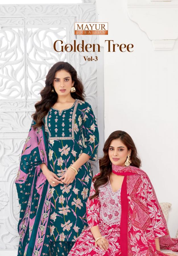 GOLDEN TREE VOL 3 BY MAYUR CREATION COTTON READYMADE PLUS SIZE 3PCS DRESS
