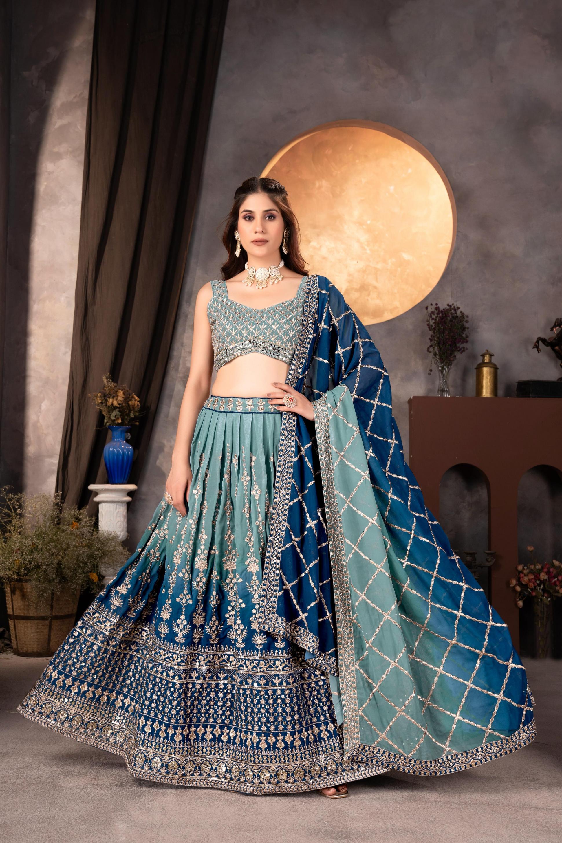 MC 9234 SHOP TRENDY FAUX GEORGETTE SEMI STITCH LEHENGAS FOR WOMENS 