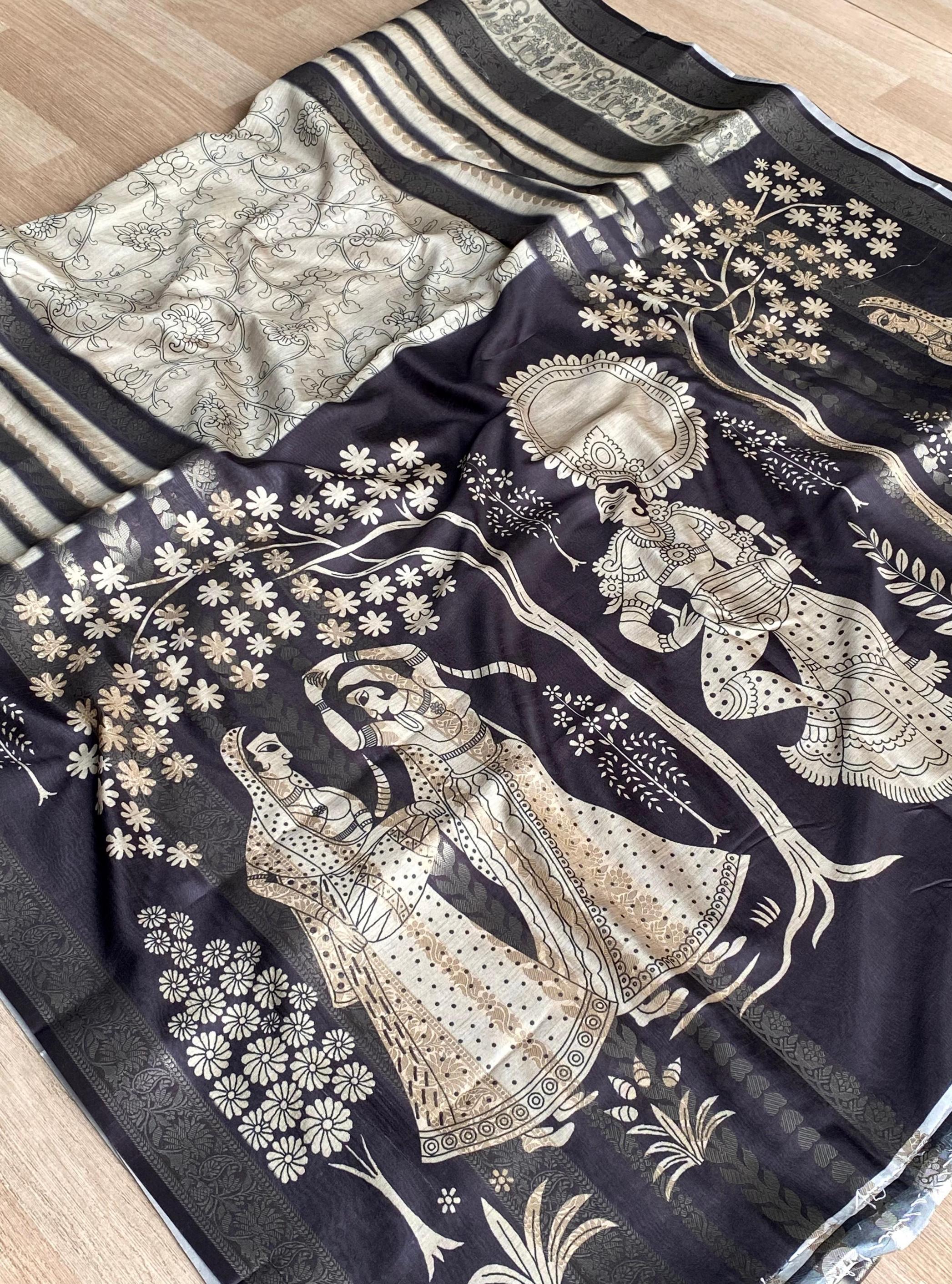 MEENA UNIQUE DOLA KALAMKARI STYLISH SAREES  