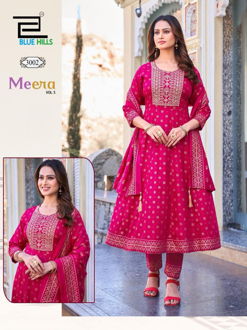 BLUE HILLS MEERA VOL 3 NX RAYON FULLY STITCH BIG SIZE UNIQUE SALWAR SUITS 
