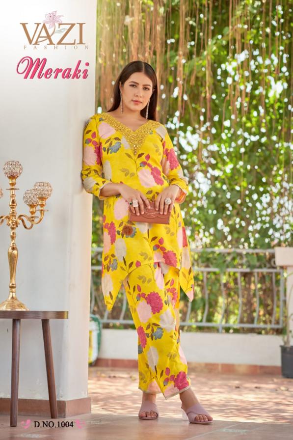 VAZI FASHION MERAKI CLASSIC LOOK MUSLIN VISCOSE FULL STITCH CO-ORD SETS 