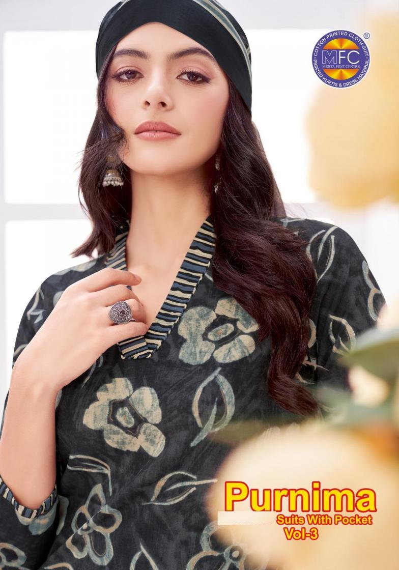 PURNIMA VOL 3 BY MFC COTTON HIT DESIGN UNSTITCH 3PCS DRESS